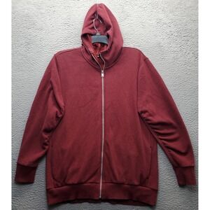 Athleta Hoodie Mens Medium Red Long Sleeve Fleece Lined Oversized Stretch Zip Up